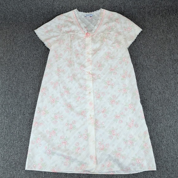 Night Time Creations Womens Nightgown Medium Poly Cotton Pink Floral Vintage 80s — photo 3
